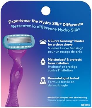 Schick Hydro Silk Moisture Razor Blade Refills, 6 Count | 5-Blade Moisturizing Razors for Women | Womens Moisturizing Razor Refills