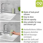 WENKO Easy Squeeze Dish Soap Dispenser for Kitchen Sink, Squeeze Bottle for Washing Up Liquid and Hand Soap, Round refillable Plastic Bottles, Easy to Fill and to use, 8.5 oz, Light Green