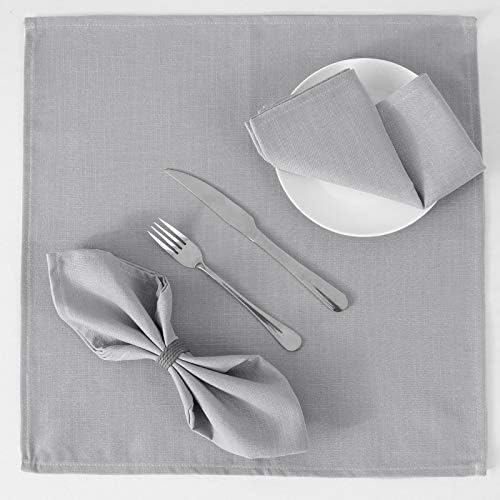 H.VERSAILTEX Cloth Napkins Set of 12 (18" X 18") Linen Textured Dinner Napkins Waterproof Extra Soft Thick Durable Reusable Napkins with Hemmed Edges for Dinners, Weddings and Everyday Use, Grey