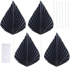 Gyufise 6Pcs Paper Palm Fan Cake Toppers Palm Spear Leaves Fan Cupcake Toppers Cake Insert Decorations Craft DIY Cake Bakeware Decoration for Birthday Party Wedding Party Decor Supplies Black
