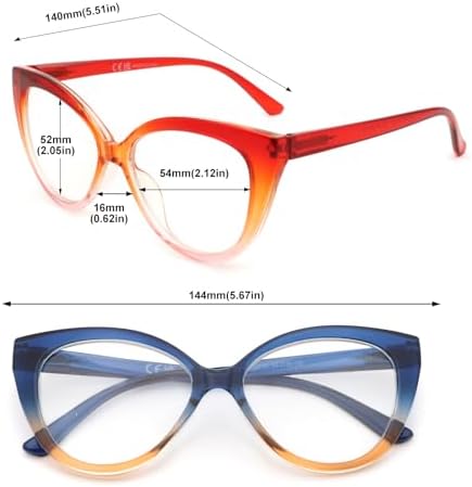 Cat Eye Reading Glasses for Women-Blue Light Reading Glasses for Women Readers with Flexible Spring Hinges, Anti-Glare Readers 1.25+