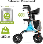 Aojin Rollator Walker for Seniors with Seat, Lightweight & Foldable, 8" All-Terrain Wheels, 18" Big Seat, 6-Level Adjustable Height Rolling Walker, 350 lb Capacity, Sliver