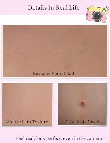 Oil-Free Silicone Pregnant Belly 6-9 Month, Great Makeup Fake Pregnant Belly Cotton Filling Inside Float-Point