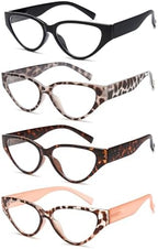 EYEURL 4-Pack Reading Glasses for Women-Cat Eye Blue Light Blocking Computer Glasses with Spring Hinge Anti-Glare Readers for Women 1.5