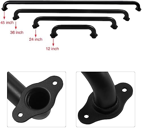 36 Inch Black Metal Stairs Railing Indoor, Industrial Pipe Staircase Handrail - Wall Mount Hand Rails for Outdoor Steps, Banister Deck Rail, Safety Grab Bar for Senior or Disabled