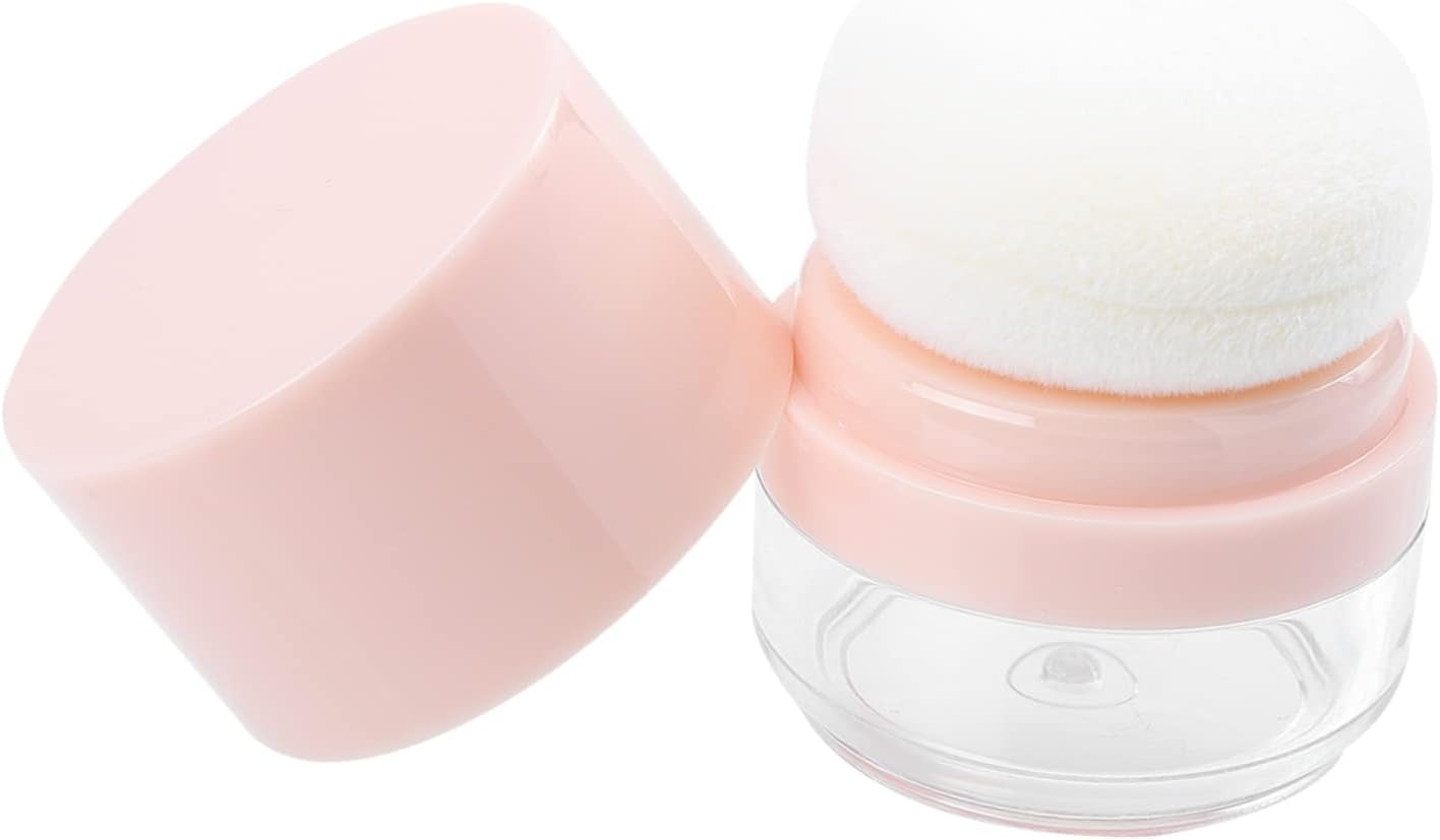 Beavorty 2pcs Portable Loose Powder Storage Case Travel Makeup Powder Box and Airtight Design and Blusher for Daily Makeup Use