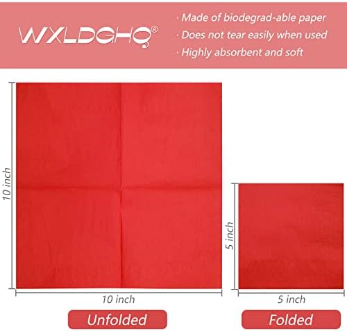 300 Count Red Cocktail Napkins,2-Ply Red Paper Napkins,Disposable Beverage Napkins for Bar,Weddings, Birthday,Party