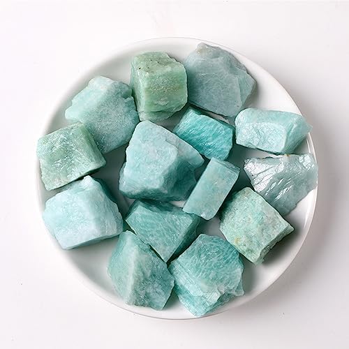 Amazonite Raw Crystals, Large 1.25-2.0" Healing Crystals Natural Rough Stones Crystal for Tumbling, Cabbing, Fountain Rocks, Decoration, Polishing, Wire Wrapping, Wicca & Reiki