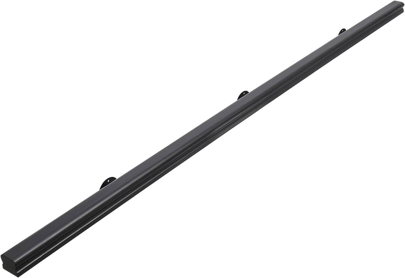 Wooden Stair Handrail, 7FT Decorative Railing for Stairs, 330lbs Load Wall Mount Non-Slip Handrail with Brackets for Indoor/Outdoor Use (Black)