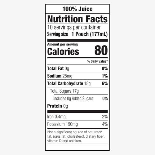 Capri Sun 100% Juice Fruit & Veg Juice Blend from Concentrate, 10 Pouches, for School Lunches and On-the-Go Hydration, Peach Mango Punch, All Natural Ingredients, Zero Added Sugars, 6 oz