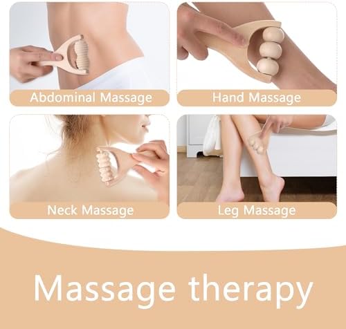 Abeillo 3Pcs Wooden Hand Massage Roller, Muscle Roller Stick, Manual Wood Therapy Massage Tools Massager Roller, for Relaxes Thigh, Leg, Hands Full Body Muscle Men Women