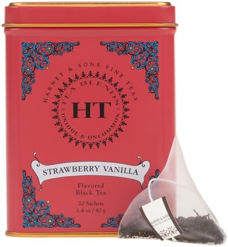 Harney & Sons Strawberry Vanilla, Flavored Black Tea, HT Line, 20 sachets
