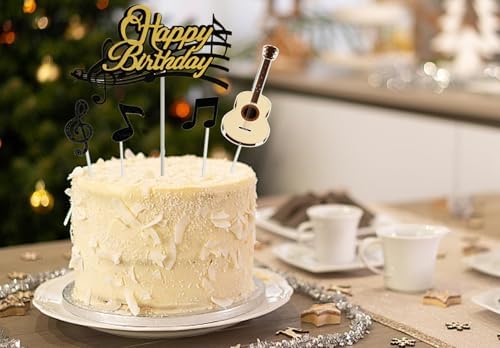 9PCS Music Cake Toppers Birthday Music Note Guitar Party Decorations