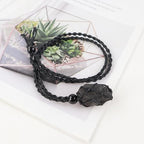 Natural unprocessed crystal raw stone hand woven rope adjustable necklace pendant for both men and women