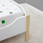 Minecraft Official Single Fitted Sheet | Grids Design | Designed for Single Bed | Soft Polyester with Elastic Edge | Perfect for Nursery | Green and White