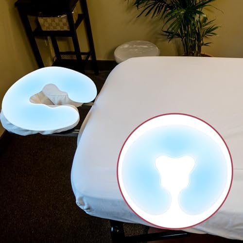 EXCEART U Shaped Massage Pillow Face Down for Spa Massage, Ergonomic Hole Design, Comfortable Head Support, Blue Silicone