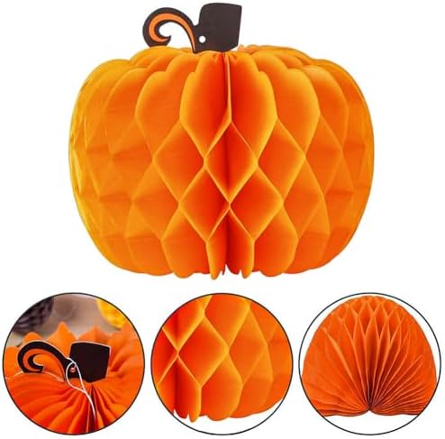HGJST 6 Pack Paper Pumpkin Honeycomb Pumpkin Centerpieces 3D Tissue Pumpkins 10.2 Inch Hanging Decoration for Halloween/Thanksgiving Fall Festival Party Supplies