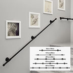 XFSHKJS Modern Stairs Banister Handrail - Complete Kit 30-600cm | Indoor Outdoor Steps Grab Rail Black Metal Wrought Iron External Outside Wall Mount,Safety Handle (Size : 2ft/60cm)