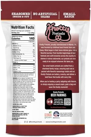 Knotty Pretzels - "The Official Pretzel of Beer" 7.5 Ounce Individual Seasoned Pretzel in Resealable Snack Bags - Smokey Cheddar Bacon (3 Pack)