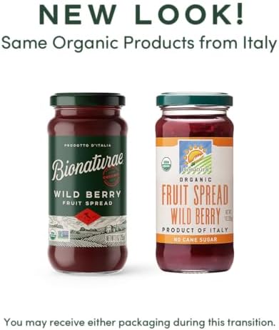 Bionaturae Organic Wild Berry Fruit Spread - Jelly Organic, Non-GMO, USDA Certified, No Sugar Added, No Preservatives, Organic Fruit Jam, Jam Organic, Made in Italy - 9 Oz