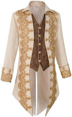 Mens Steampunk Medieval Tuxedo Jacket Embroidery Tailcoat Vintage Gothic Tuxedo