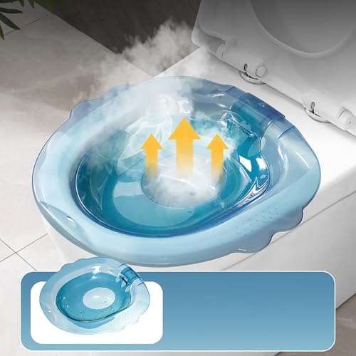 Sitz Bath for Toilet, Sitz Bath for Hemorrhoids and Postpartum Care Yoni Steam Seat, Bidet Toilet Tub,Hangable Anti Overflow Hip Bath Steam Seat for Elderly (Blue)