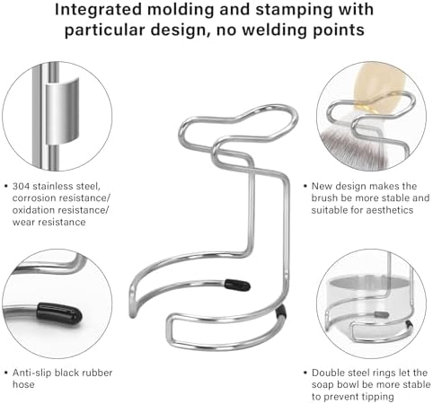 Shaving Brush Set for Men, 3 in1 Shaving Kit Includes Nylon Badger Hair Shaving Brush, Stainless Steel Shaving Bowl and Stand for Wet Shave