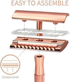 Bambaw Safety Razor for Women with 5 Double Edge Blades, Double Edge Razor, Single Blade Razors for Women and Men, Reusable & Plastic Free – Rose Gold