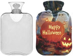 Halloween Smiles Orange Hot Water Bottles Hot or Cold Water Bottle with Soft Cover Warm Water Heat Bottles for Menstrual Cramps Pain Relief, 2 Liters