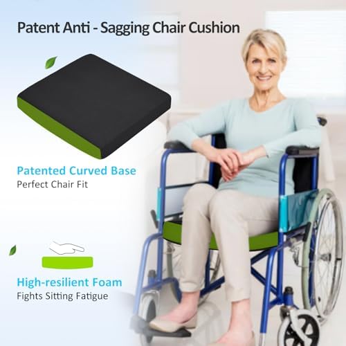 HAVARGO Washable Wheelchair Seat Cushions–Easy Maintenance Wheelchair Cushion That Reduces Caregiver Workload–Patented Anti-Sag Design with Anti-Slip Cover for Improved Comfort on Lower Back& Tailbone