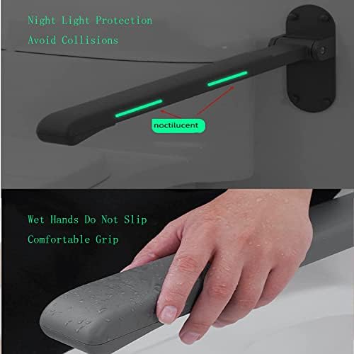 Flip Up Grab Bar,Bathroom Folding Grab Bar,Grab Bars for Toilet Wall,Safety Rail Wall Mounted,Non Slip Waterproof Handicap Handrails Elderly and Pregnant Grab Bars(Grey,with Indicators)