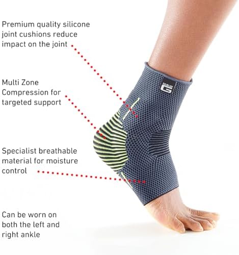 Neo-G Ankle Brace Ankle Compression Sleeve with Silicone Joint Cushions – Sprained Ankle Support for Men and Women – Breathable Targeted Compression for Sports and Daily wear - Active Plus (Small)