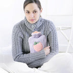 Cute Hot Water Bottles, 1L (34oz) Durable Large Hot Water Bag with Cartoon Fruit Faux Fur Plush Cover for Hot and Cold Compress Hand Feet Warmer Thickened Hand Warmer for Neck and Shoulder