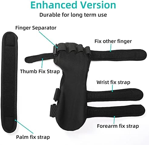 Fanwer Stroke Resting Hand Splint - Night Immobilizer Wrist Finger Brace for Flexion Contractures, Functional 5 Finger Stabilizer Wrap - for Muscle Atrophy Rehab, Arthritis, Tendonitis (Right, Medium)