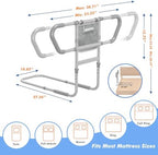 Bed Rails for Elderly Adults Safety, 2026 Upgraded & ASTM Compliant Adjustable Bed Cane with Ergonomic Non-Slip Handle, Storage Pocket, Motion Sensor Night Light,400 LB Support, Tool-Free Assembly