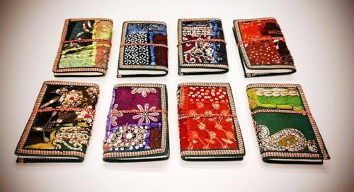 Rastogi Handicrafts Any One Assorted Sari Fabric Patchwork Bound Colourful Journal 6X4 Inches Writing Notepad (Pack Of One) Birthday Gift For Her Unisex Trand Diary