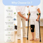 Forearm Crutches for Adults, Light Weight Folding Arm Crutch Forearm with Anti-Drop Cuff, 10 Levels Adjustable Height, Aluminum Crutches for Walking,Suitable for Men and Women