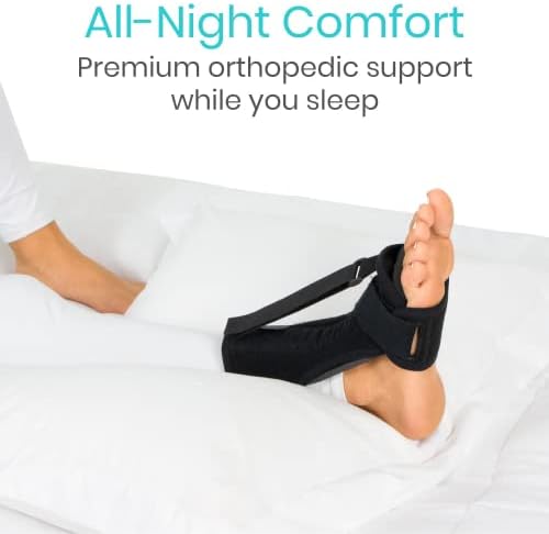 Vive Dorsal Night Splint (with Massage Ball & Arch Sleeves) - Support for Plantar Fasciitis, Achilles Tendonitis - Foot Drop Brace for Sleeping - Adjustable Ankle Boot for Heel Pain Relief