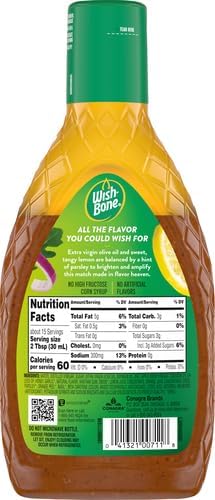 Wish-Bone Extra Virgin Olive Oil Blend Lemon Herb Dressing, 15 FL oz (Pack of 4)