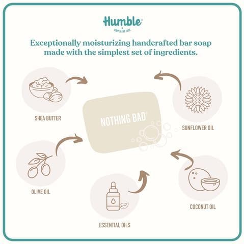 Humble Natural Bar Soap, Patchouli & Copal - Cold Processed Face & Body Soap Bar with Essential Oils - Moisturizing Formula for Long-Lasting Freshness, Gently Cleanses & Soothes Skin, Vegan - 3 Pack