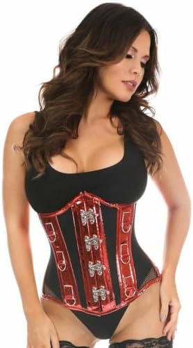 Daisy corsets Women's Top Drawer Metallic Pvc & Fishnet Steel Boned Under Bust Corset