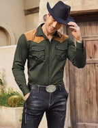 COOFANDY Men's Western Cowboy Shirt Embroidered Long Sleeve Slim Fit Casual Cotton Button Down Hippie Shirts with Pockets