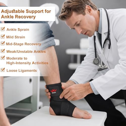 Vinaco 2 Pack Breathable & Strong Ankle Brace for Sprained Ankle, Stabilize Ligaments, Prevent Re-Injury Compression Foot Brace for Men & Women with Adjustable Wrap, Ankle Support for Men
