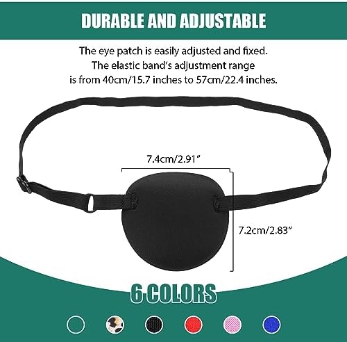 Bewudy 6PCS Eye Patch, 3D Adjustable Eye Patches, Lazy Eye Patches for Left or Right Eyes for Adults and Kids, 6 Colors Soft Eye Patches