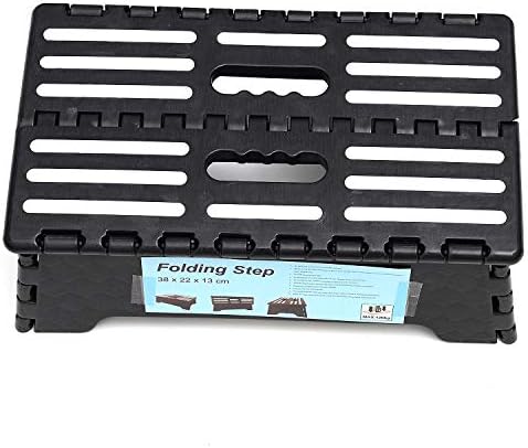 Portable Folding Step Stool 5 Inch, Lightweight Plastic Short Stool Sturdy and Safe, Half Step Height Boost for Seniors and Kids, One Flip Low Step Riser with Handle