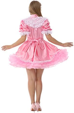 JOLINE Sissy Satin Elegant Maid Dress Uniform Crossdressing Outfit
