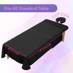 Massage Table Sheets Set – 3 Piece 4 Set, Microfiber Spa Bed Sheets, Cotton-Feel Massage Bed Cover, Wrinkle & Oil Resistant, Soft Accessories for Estheticians – Black