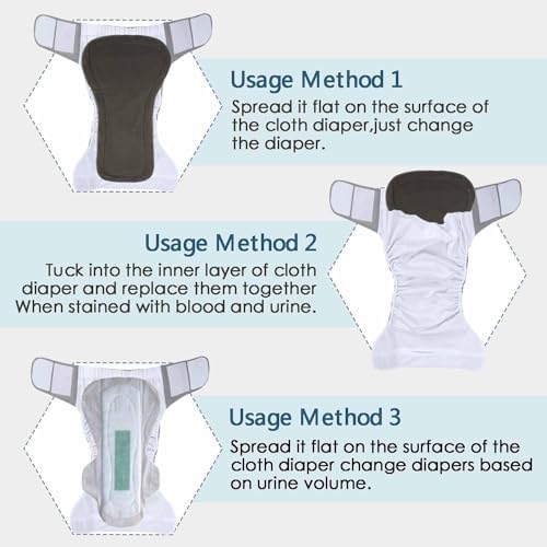 3 Pack Cloth Adult Diapers with Oversized Inserts, TPU Nappies Reusable Washable Incontinence Care Protection Diaper for Men or Women, Elderly, Waist 23.6-35.4In(M)