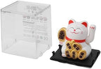 Tiiyee Solar Powered Lucky Cat, Miniature 2 Inch Cute Waving Cat for Wealth and Home Car Decoration Gold (White)