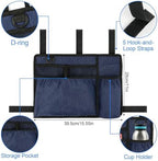 Walker Bag Basket with Cup Holder for Folding Walker Accessories for Seniors Elderly, Handicap, Foldable & Water Resistant Walker Storage Bags with Big Capacity - Dark Blue